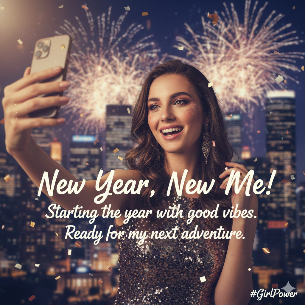 New Year Selfie Captions for Girl