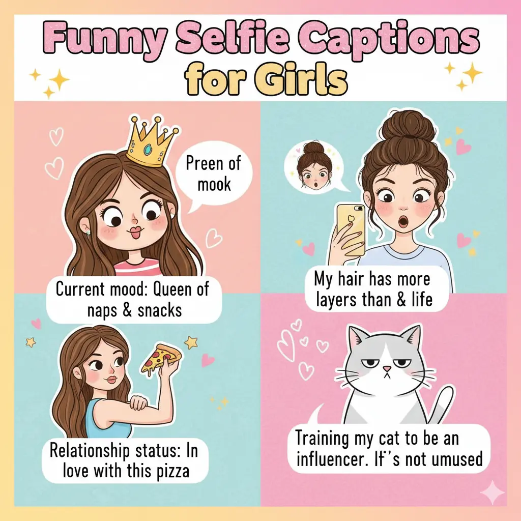  Funny Selfie Captions for Girls 